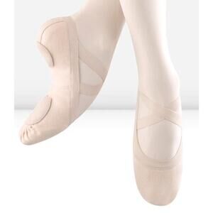 NIB BLOCH Stretch Canvas Ballet Shoes Cross Elastics Split Sole Size 7B